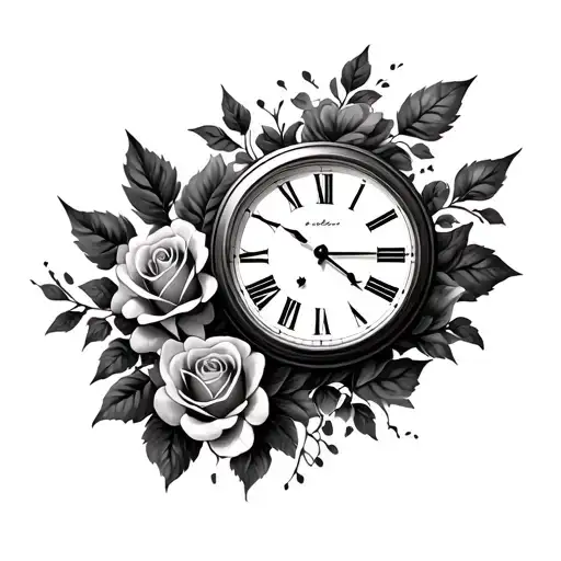 Clock With Roses