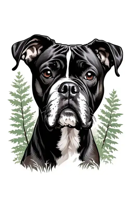 Forest With A Boxer Dog