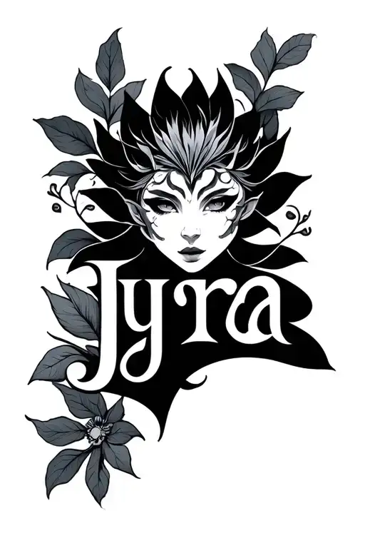 Line Tattoo With Word 'Jyra' Written