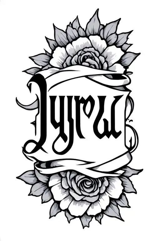 Line Tattoo With Word 'Jyra' Written Inside
