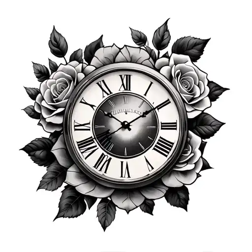 Clock With Roses Intertwined