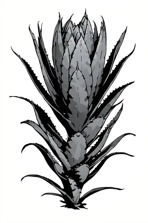 Agave Plant In A Black