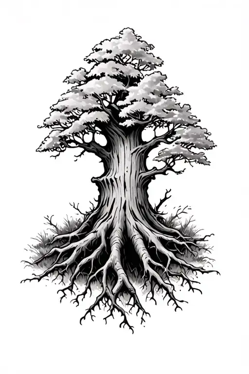 A Tree Stump Tattoo With The Roots Of The Stump On The Hand And The Stump On The And Wrist And Arm