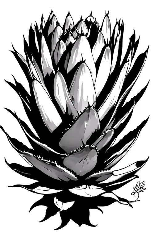 Agave Plant In A Black