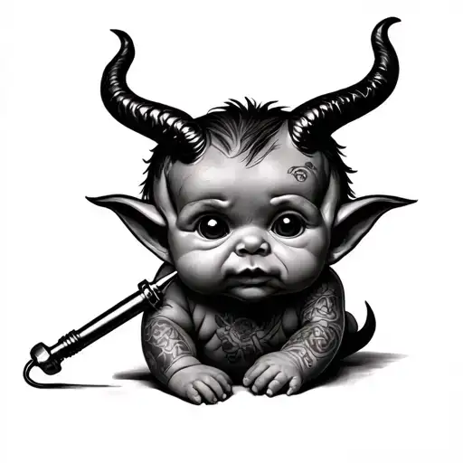 Baby Devil With Tattoo Machine