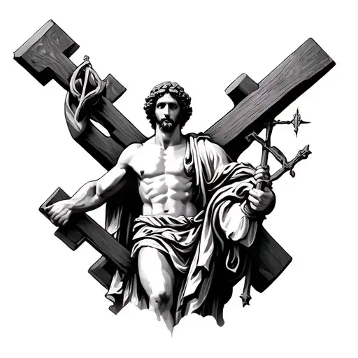 Saint Christopher Holding Heavy Cross