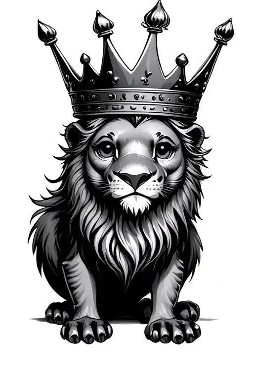 Simple Baby Griffen With Lion Paws Wearing Crown