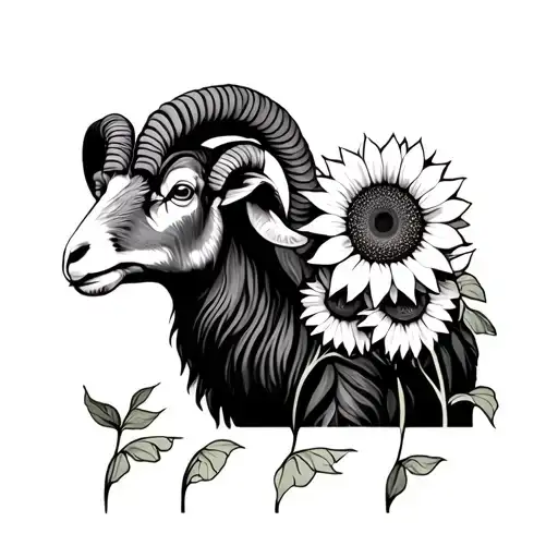 Sunflowers And A Ram