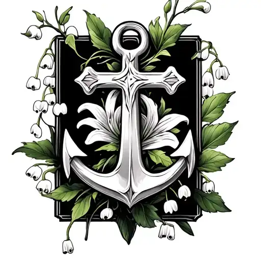 Cross Faith Anchor With Lily Of Valley And Hawthorne