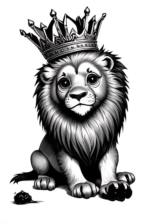 Baby Griffen With Lion Paws Wearing Crown