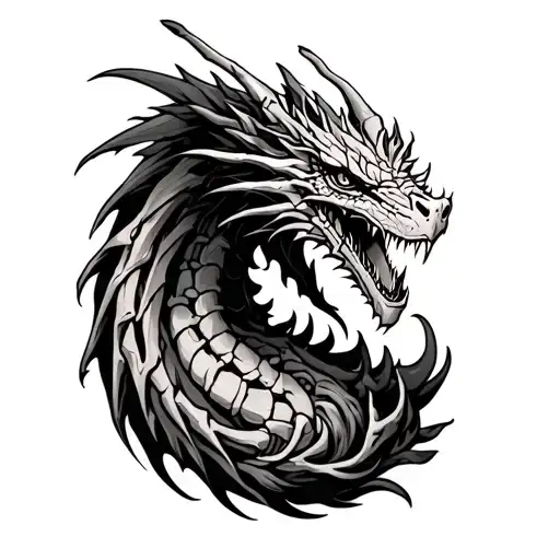 Tatoo Of Bones On The Hand And Then It Goes Up The Forearm And Transfers Into A Dragon