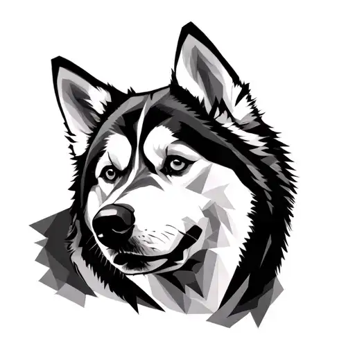 Husky Face With Geometric Tattoo idea