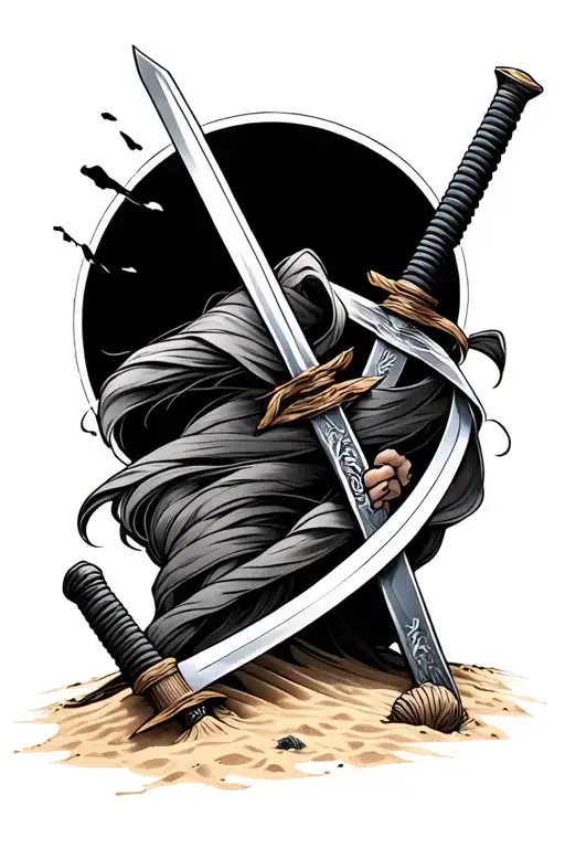 Katana Swords In The Sand Wrap My Arm