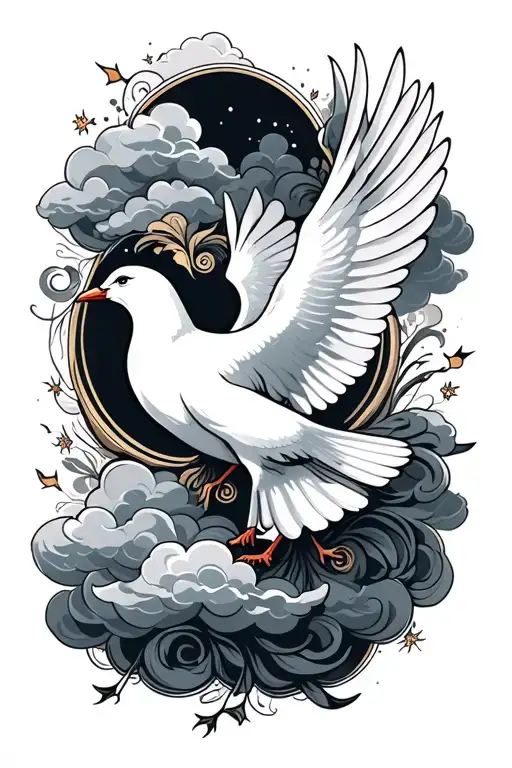 Dove And Clouds Surrounding