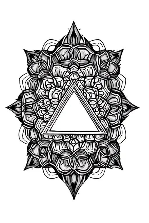 Mandala Design With Triangle Center And Honeycombs