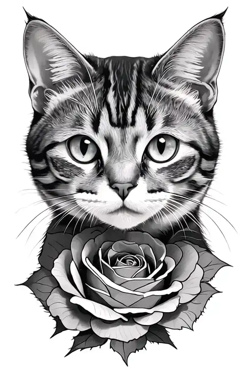 Cat And Roses
