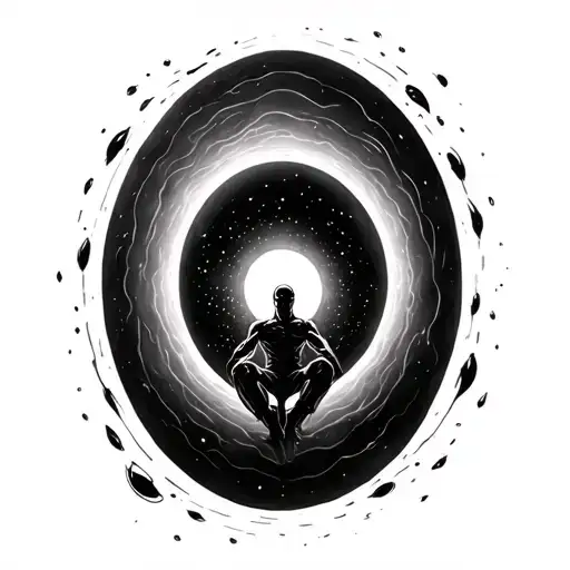 Omniman Floating In Front Of A Black Hole