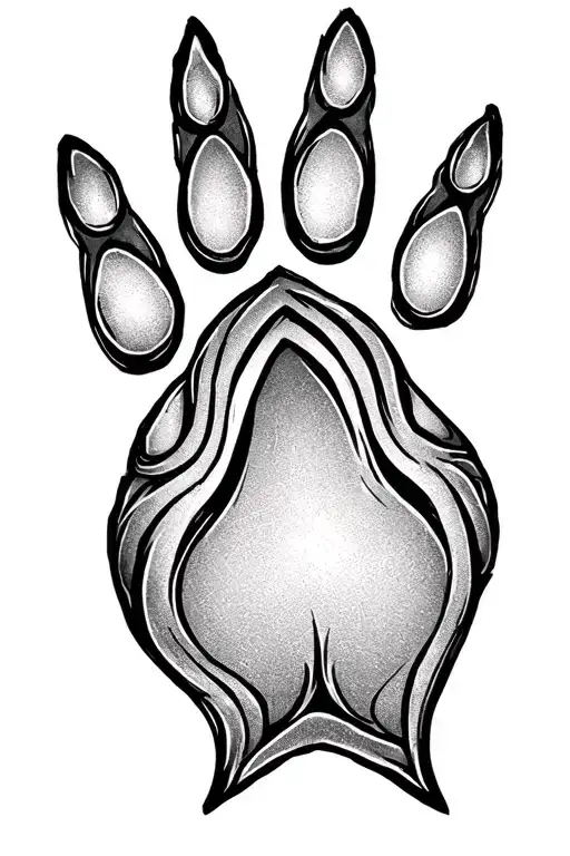 Dog Paw Print With Outline Intertwined
