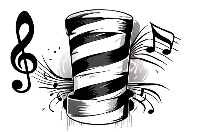 Barber Pole And Music Notes