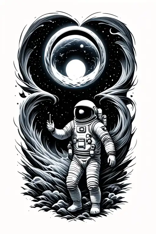 Astronaut Soul Leaving The Body In To The Black Hole
