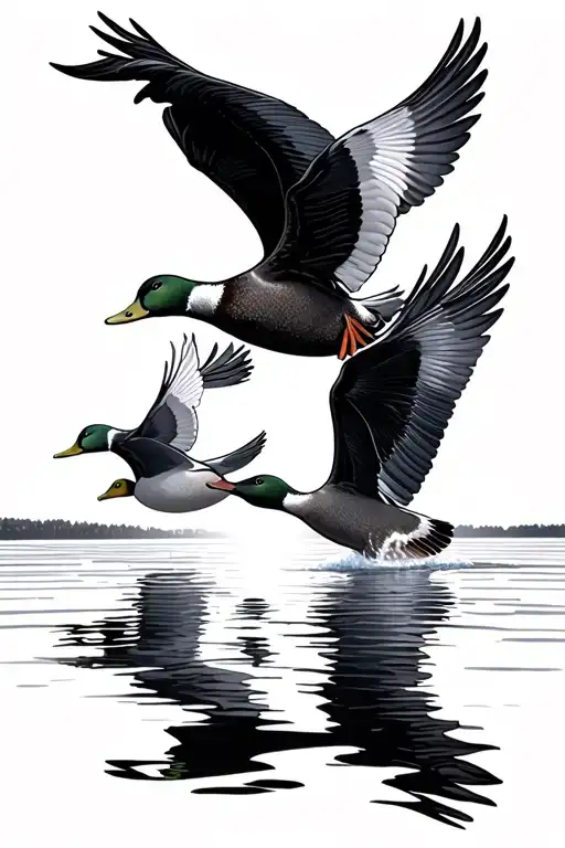 Ducks Flying Towards The Sun Rising