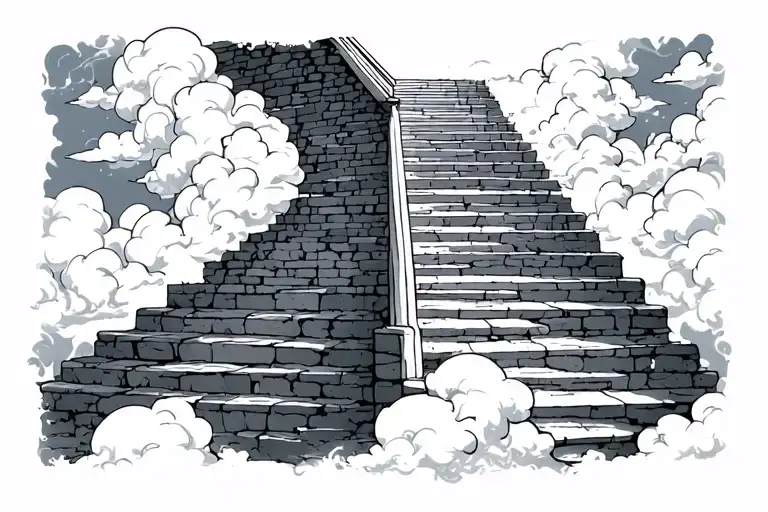 Postcard With Picture Of Steps To Heaven With Clouds