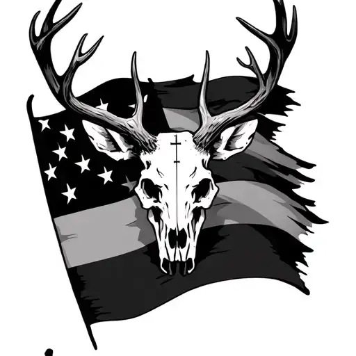 Flag Deer Skull And Cross