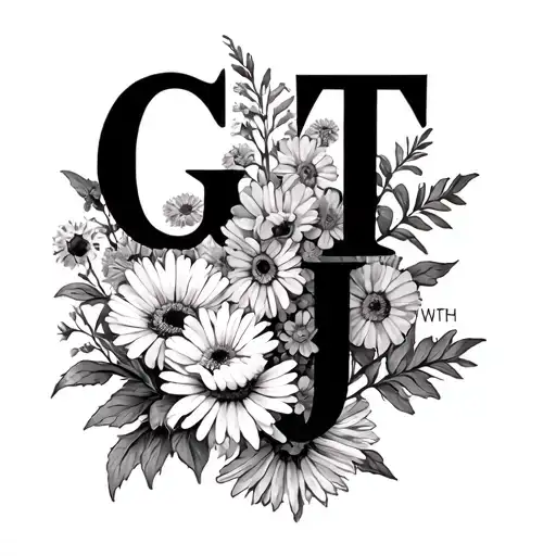 A Combination Of The Letters G T C J With Carnations Daisies Aster Marigold And Oak