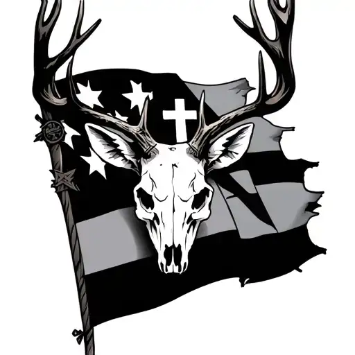 Flag Deer Skull And Cross