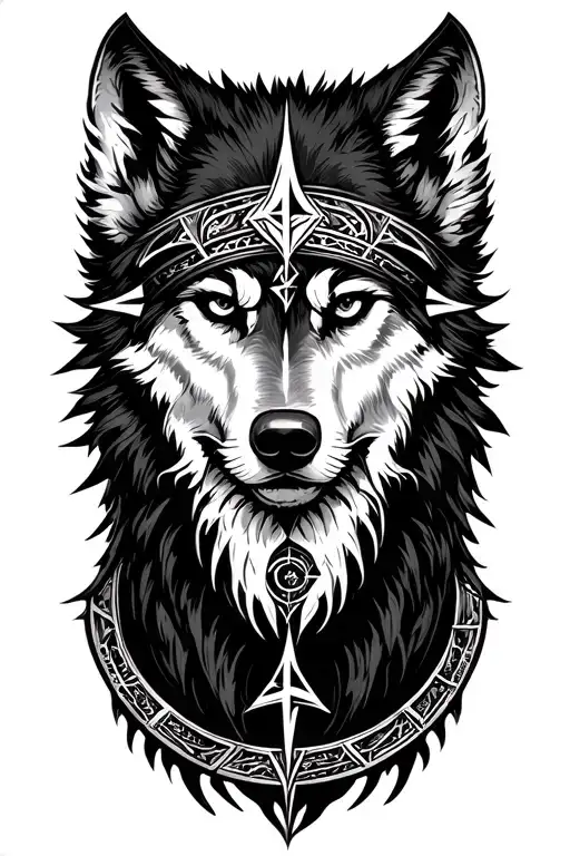 Loup Et Vegvisir Viking Compass