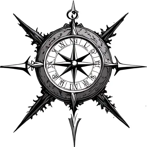 Compass Clock Grave Stone Surrounded