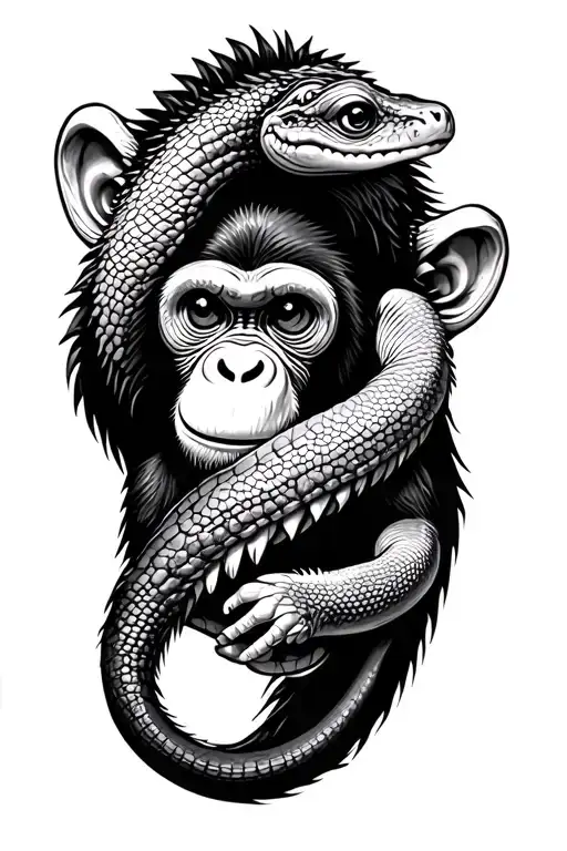 Monkey And Lizard Wrapped Around My Wrist