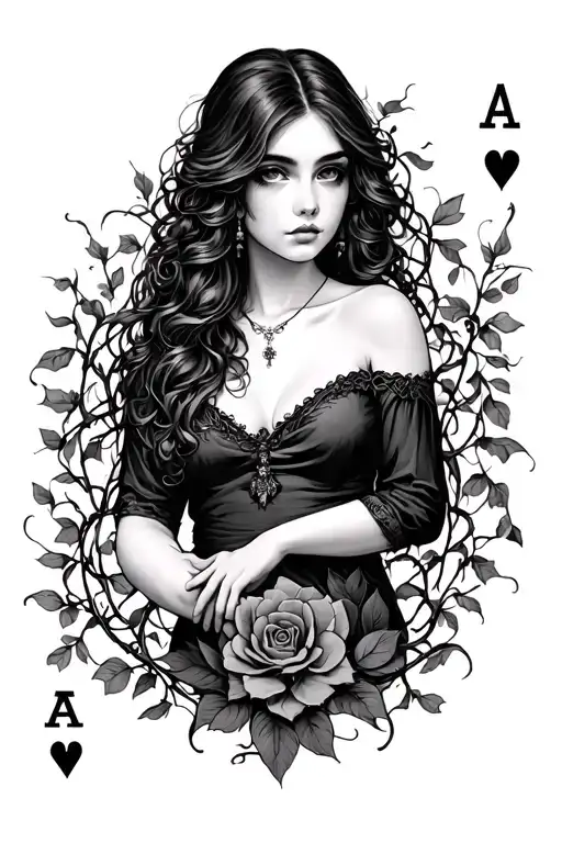 Deck Of Cards And Vines And Girl Sleave