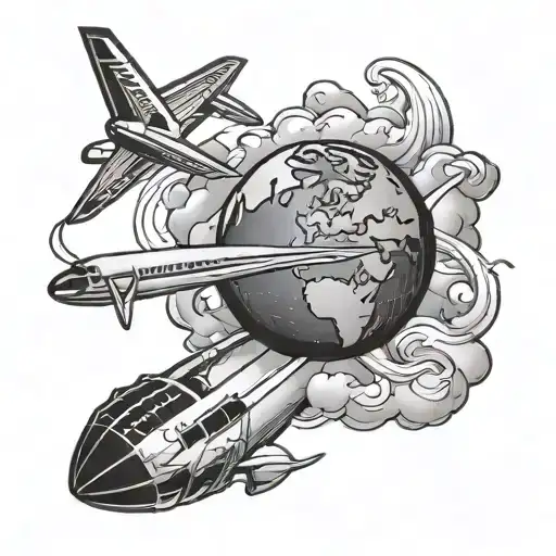 World With An Airplane Flying