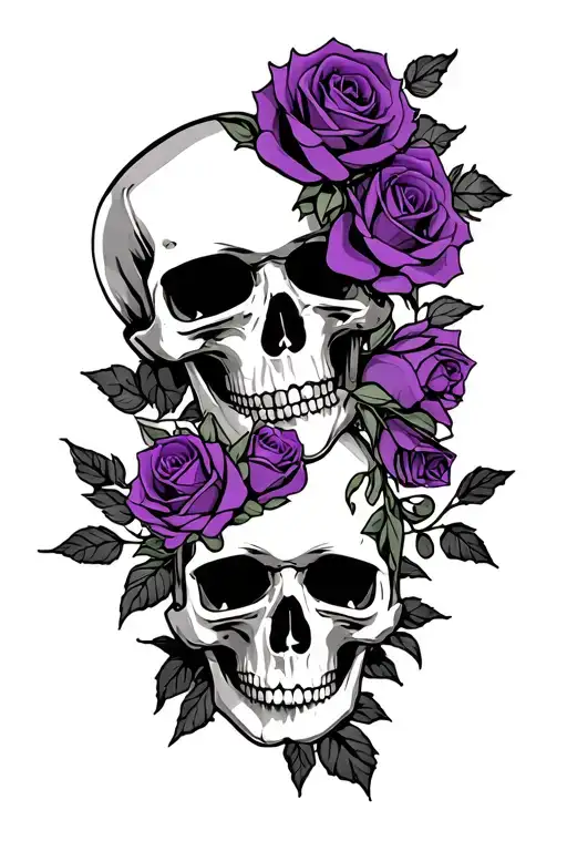 Army 2 Skulls Wedding Love Purple Roses