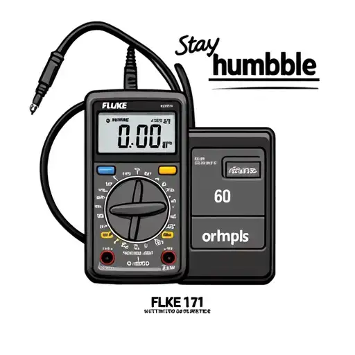 Fluke 171 Multimeter With 60 Ohms On The Display And The Words Stay Humble Underneath