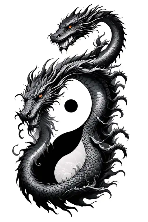 Yin Yang Made Out Of Dragon And Leviathan