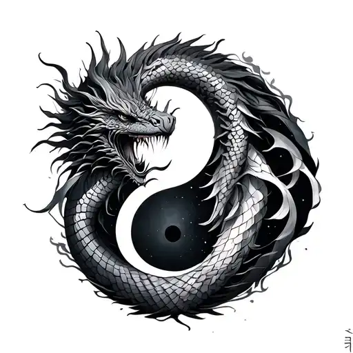 Geometric Leviathan And Dragon Yin Yang