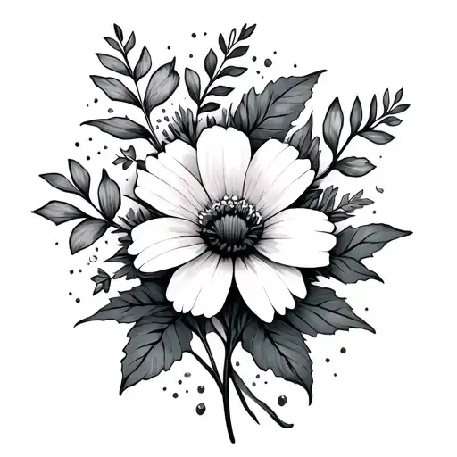 Wildflower Leg Tattoo With Spaces