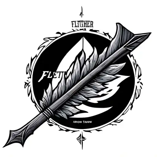 Arrow With The Name Fletcher On The Shaft As Part Of The Arrow