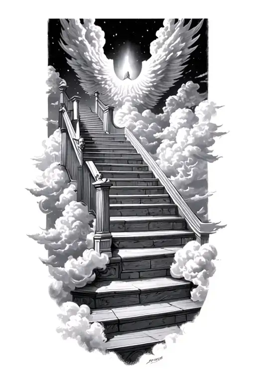 Stairway To Heaven With Clouds Surrounding