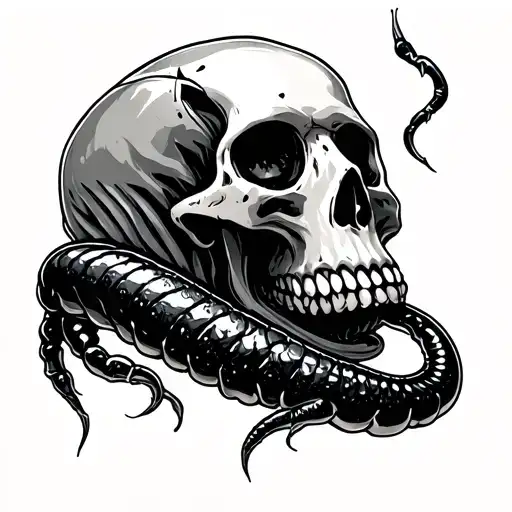 Skull With A Leech