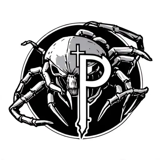 Sipder With A P Incorporated With A Cross In Side