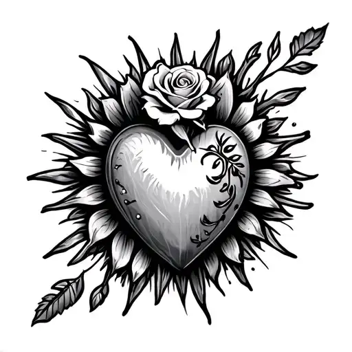 Roses Sun With Rays Mexican Heart