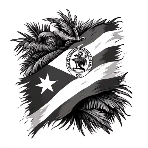 Puerto Rico Flag And Virgo Zodiac Sign
