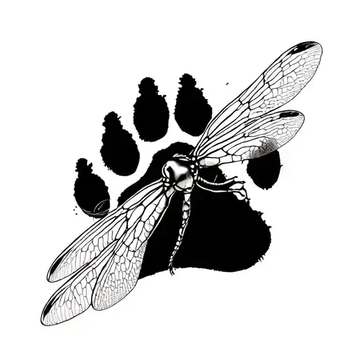 Dragonfly With A Dog Paw Print For A Head
