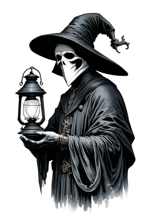 Plague Doctor Holding A Lantern