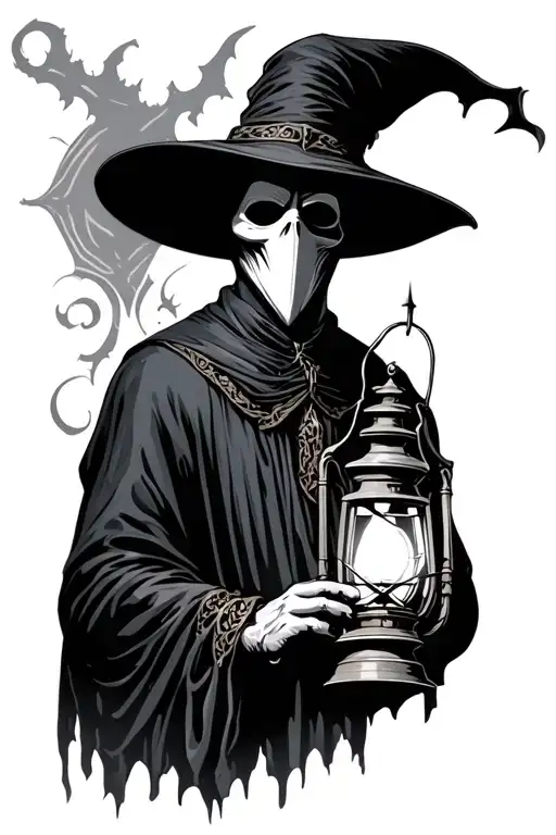 Plague Doctor Holding A Lantern