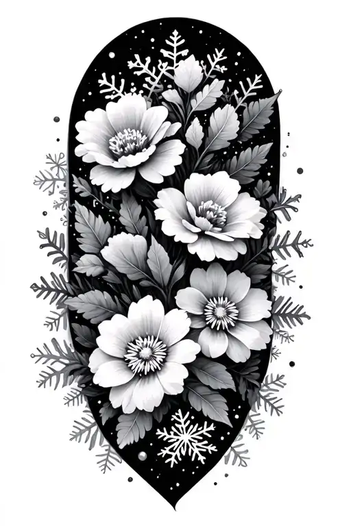 Snowflakes Turn Into Flowers Surrounding