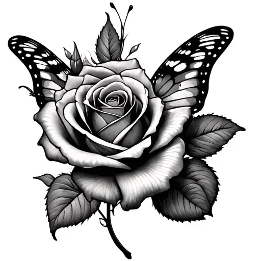 Rose And Butterfly Resting